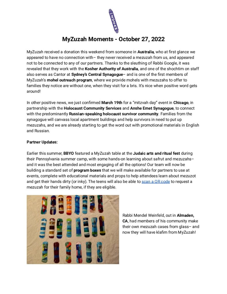 thumbnail of MyZuzah Moments – October 27, 2022